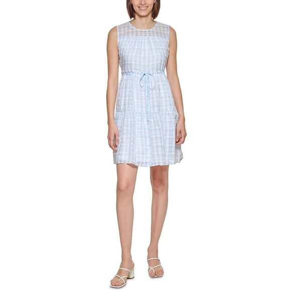 Calvin Klein Dresses & Skirts - Blue Checkered Sleeveless Dress